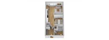 a floor plan of a room with a wood floor