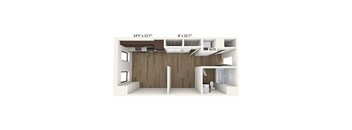 an image of a bedroom with a closet and a bathroom