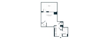 A floor plan of a living area with a terrace and a sleeping area.