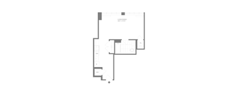 A floor plan of a house with a living room, dining room, kitchen, and two bedrooms.