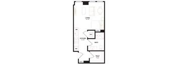 a floor plan of a unit with a bedroom and a living room