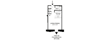 A floor plan of a home with a living/dining area of 20'2" x 14'3" and a kitchen of 10'6" x 8'9".