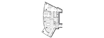 A black and white image of a floor plan for a house.