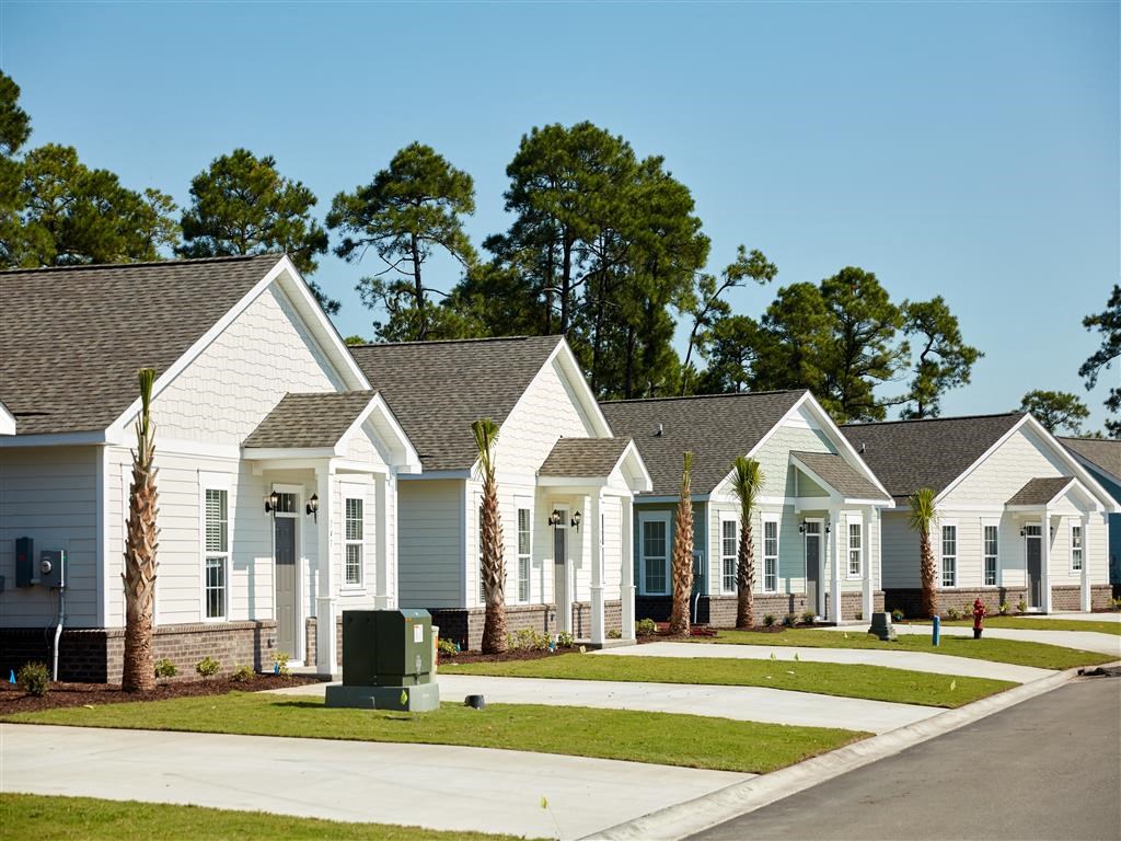 a row of houses on a street
