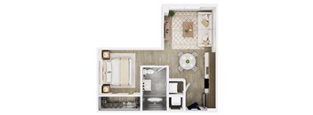A modern bathroom with a large mirror and a sink.