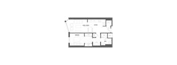 A floor plan of a house with a living room, dining room, kitchen, bedroom, bathroom, and closet.