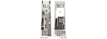 A diagram shows the layout of a two-level apartment.