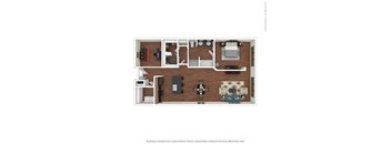 1x1 A11 a stylized floor plan with bedrooms and a living room