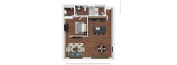 1x1 A6 a stylized floor plan with a bedroom and a living room