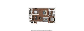 2x2 B5 a stylized floor plan with a bedroom and living room