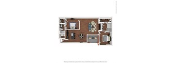 2x2 B6 a stylized floor plan with a bedroom and living room