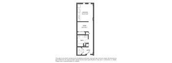 a floor plan of a small room with a bedroom and a bathroom