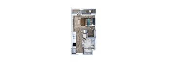 a floor plan of a house with a bedroom and a bathroom