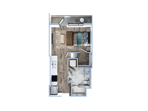 a floor plan of a house with a bedroom and a bathroom