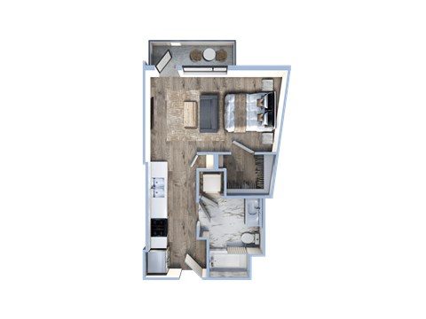 a floor plan of a house with a bedroom and a bathroom