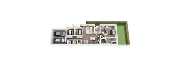 a 3 bedroom floor plan of a house with cars and a garage
