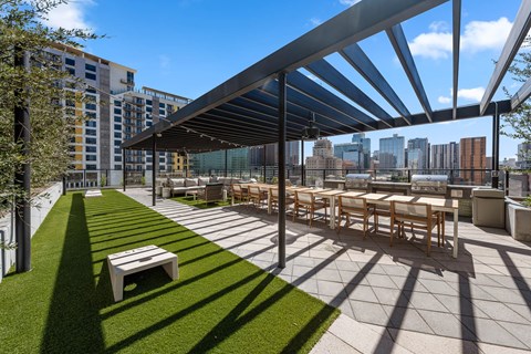 Outdoor lounge seating with outdoor games