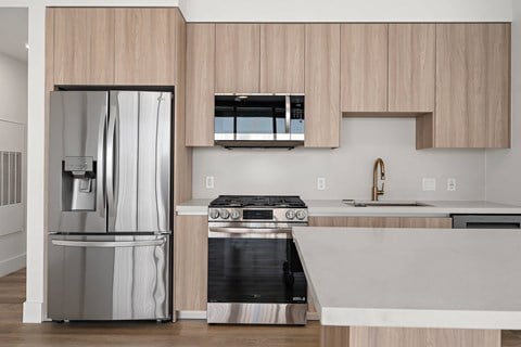 Interior kitchen, stainless steel appliances