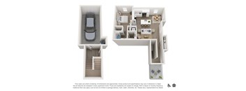 1 bed 1 bath Plan 2 Combined Floorplan at San Carlo Townhomes, Highland, 92346