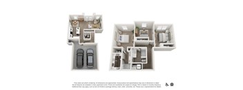 3 bed 2 bath Plan 5_TH Combined Floor Plan at San Carlo Townhomes, Highland, CA