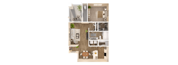a floor plan of a bedroom with a bathroom and a living room