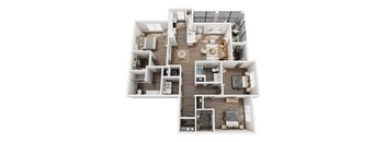 3D floor plan of our C1 unit type