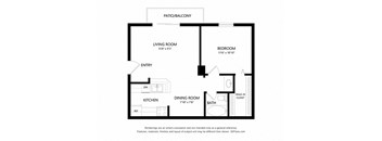 1 Bed 1 Bath 567 sq ft floorplan layout