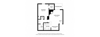 1 bed 1 bath 622 sq ft floorplan layout