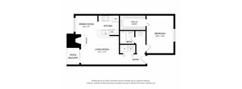 1 bed  1 bath 706 sq ft floorplan layout