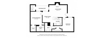 2 bed 2 bath 892 sq ft floorplan layout