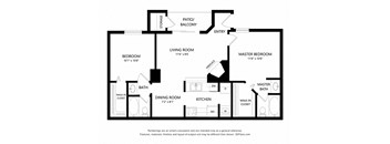 2 bed 2 bath 925 sq ft floorplan layout