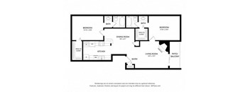 2 bed 2 bath 979 sq ft floorplan layout