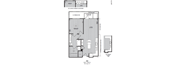 A floor plan for a 1 bedroom, 1 bath unit with an optional balcony.