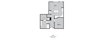 A 3 bedroom apartment with a living room, dining room, kitchen, and bathroom.
