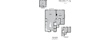 A black and white image of a floor plan for an apartment.