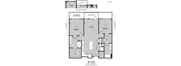A black and white image of a floor plan for an apartment.