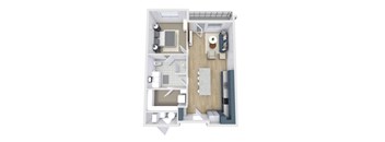 a floor plan of a bedroom with a bathroom and a living room