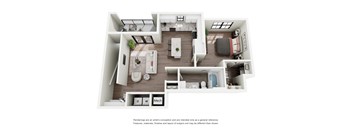 A floor plan of a house with a kitchen, living room, and bedrooms.