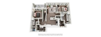 A floor plan of a house with a kitchen, living room, and bedrooms.