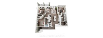 A floor plan of a house with a kitchen, living room, and two bedrooms.