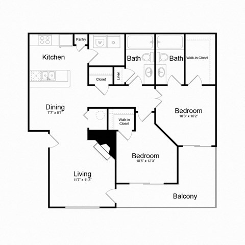 D Modern Floor Plan at Alvista Trailside Apartments, Englewood
