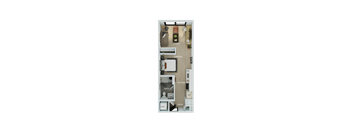 a floor plan of a unit with a bedroom and a living room
