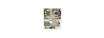 a 3d floor plan of a studio apartment