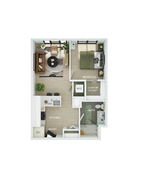 a floor plan of a 1 bedroom floor plan