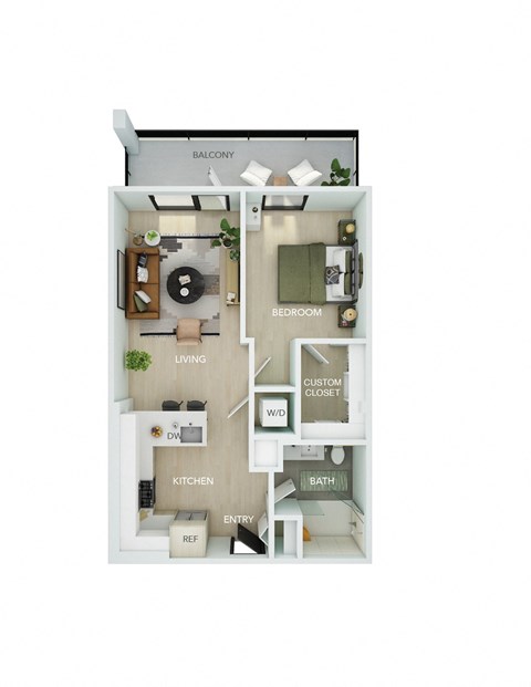a floor plan of a house with a bedroom and a living room