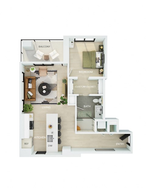 a floor plan of a house with a bedroom and a living room