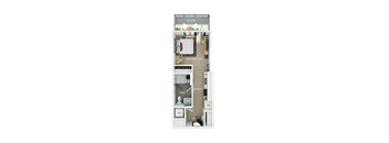 the residence floor plan with bedroom and bathroom