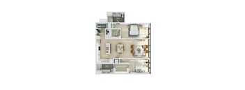 a floor plan of a house with a bedroom and a living room