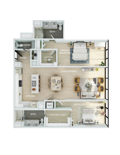 a floor plan of a house with a bedroom and a living room