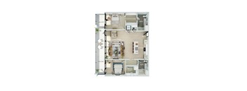 a floor plan of a house with a bedroom and a living room